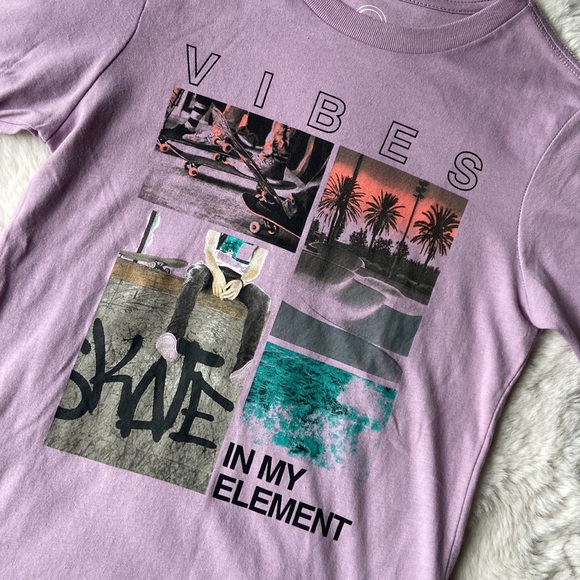 Boys skater tee shirt purple surfer short sleeve graphic tee kids medium 8 - Picture 4 of 14